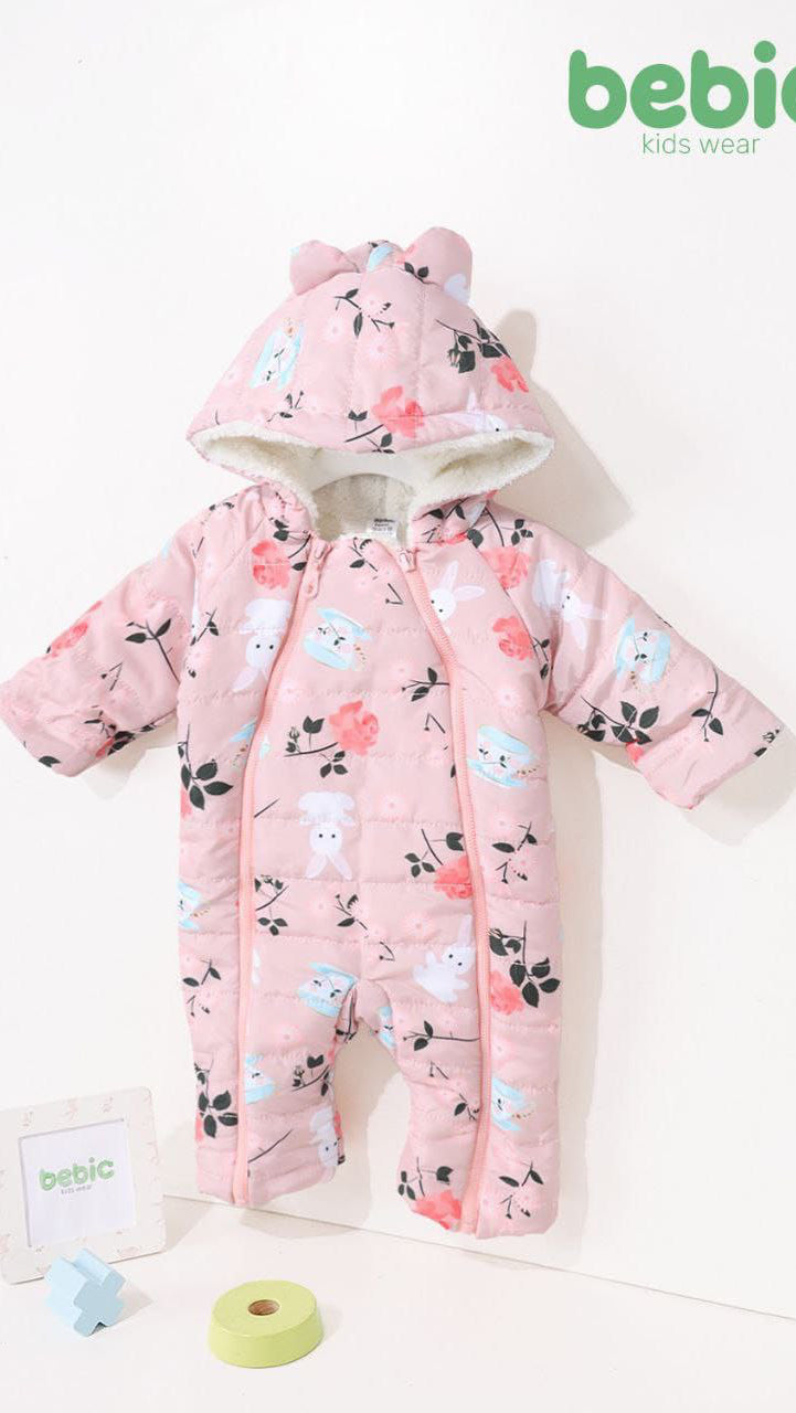 Waterproof Baby Snowsuit – Pink, Fur-Lined