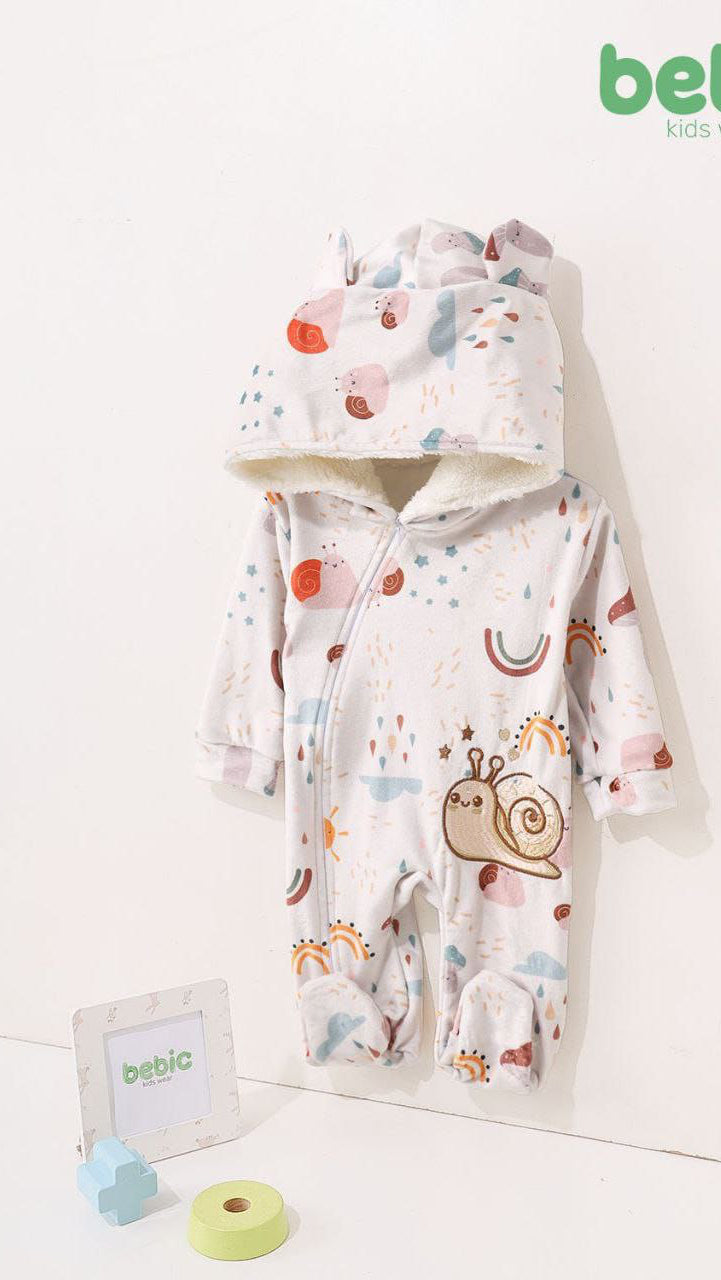 Snail and Rainbow Baby Jumpsuit – Fleece Winter Romper
