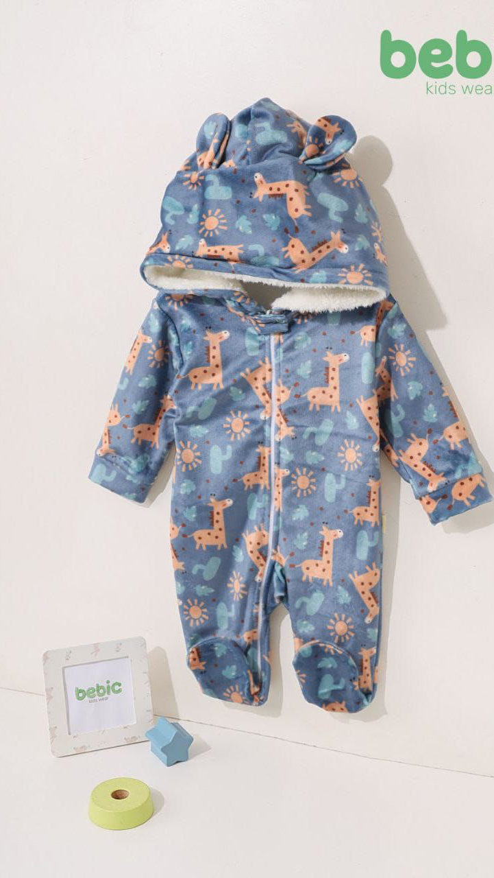 Giraffe and Cactus Baby Onesie – Fleece Romper