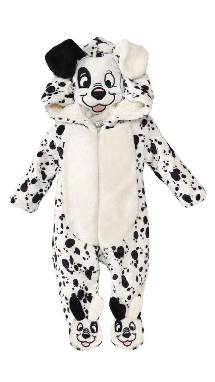 Dalmatian Baby Winter Romper – Cozy Fleece Hooded Suit