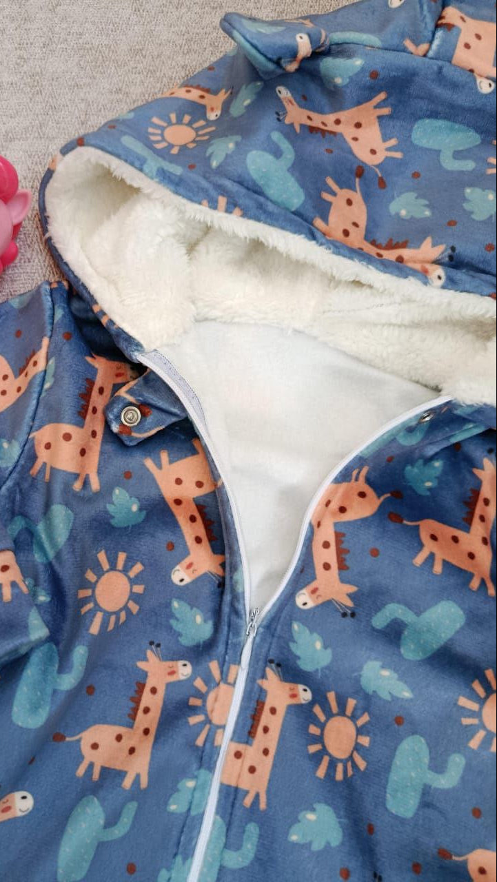 Giraffe and Cactus Baby Onesie – Fleece Romper