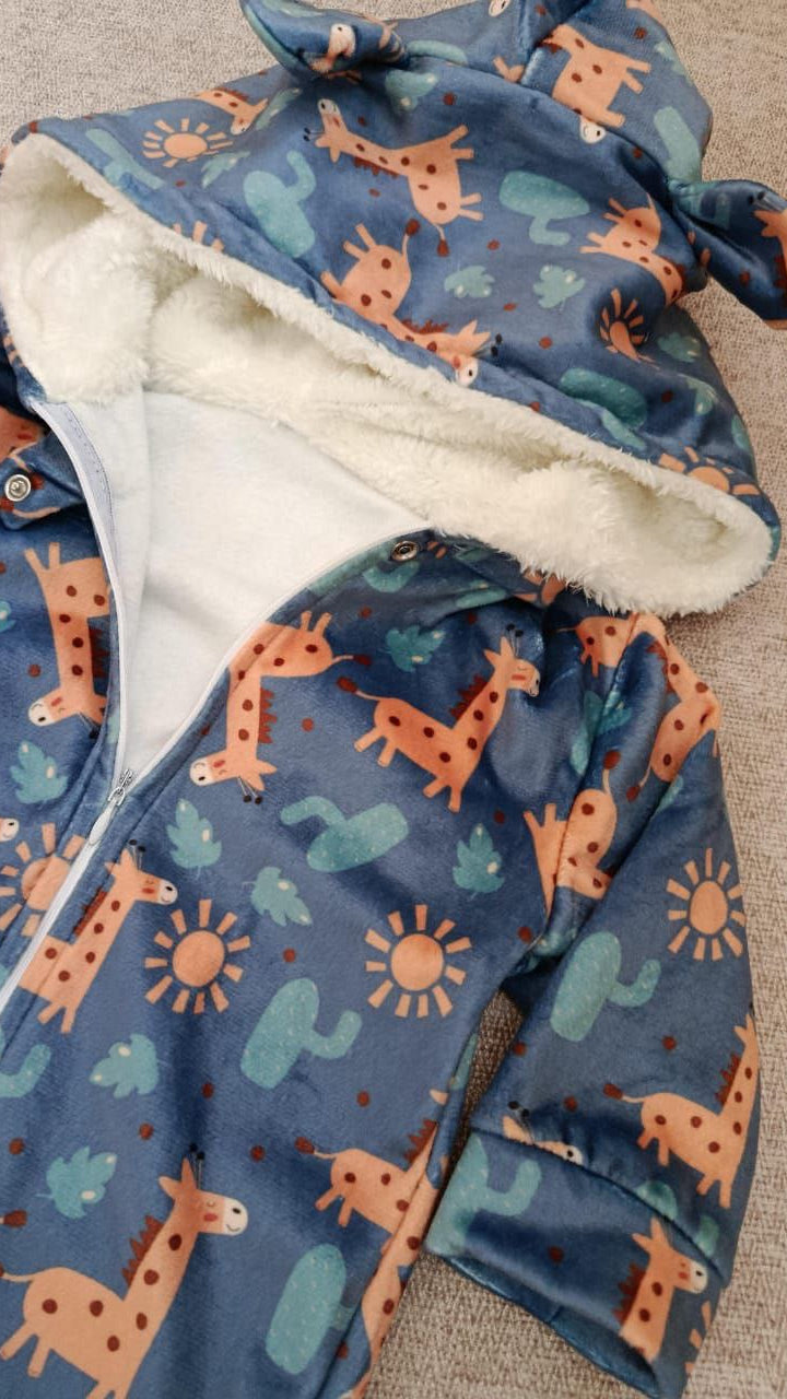 Giraffe and Cactus Baby Onesie – Fleece Romper