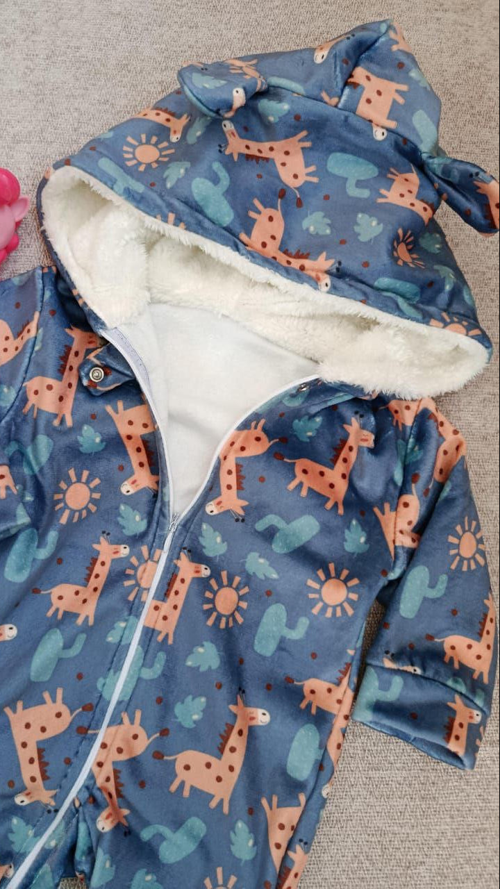 Giraffe and Cactus Baby Onesie – Fleece Romper